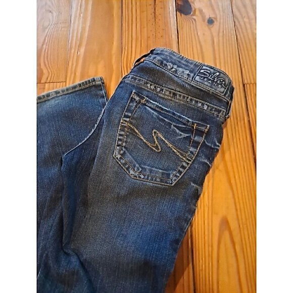 Silver Jeans Womens 28 Boot Cut Mid Rise Stretch Dark Wash Denim Aiko Y2k - Picture 2 of 2